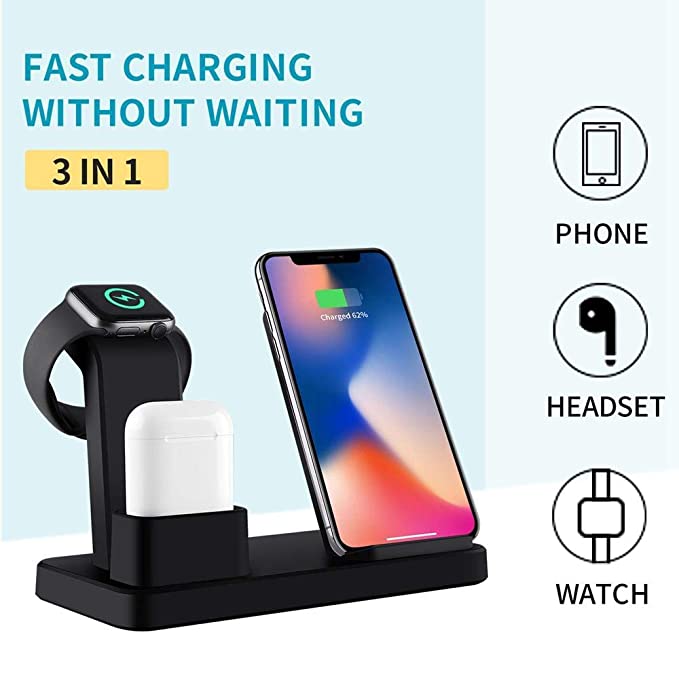 3-IN-1 Wireless Charger iPhone, Airpods & iWatch (Stand) 3-IN-1 Wireless Charger iPhone, Airpods & iWatch (Stand)