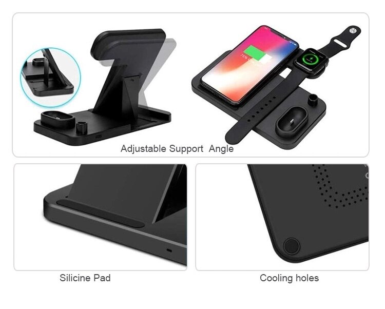 10W 4 In 1 Fast Wireless Charging Station 10W 4 In 1 Fast Wireless Charging Station