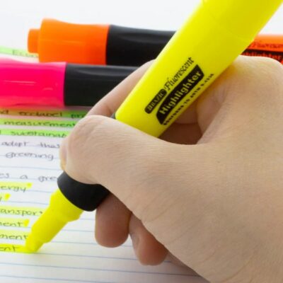 Desk Style Fluorescent Highlighters w/ Cushion Grip (3/Pack)