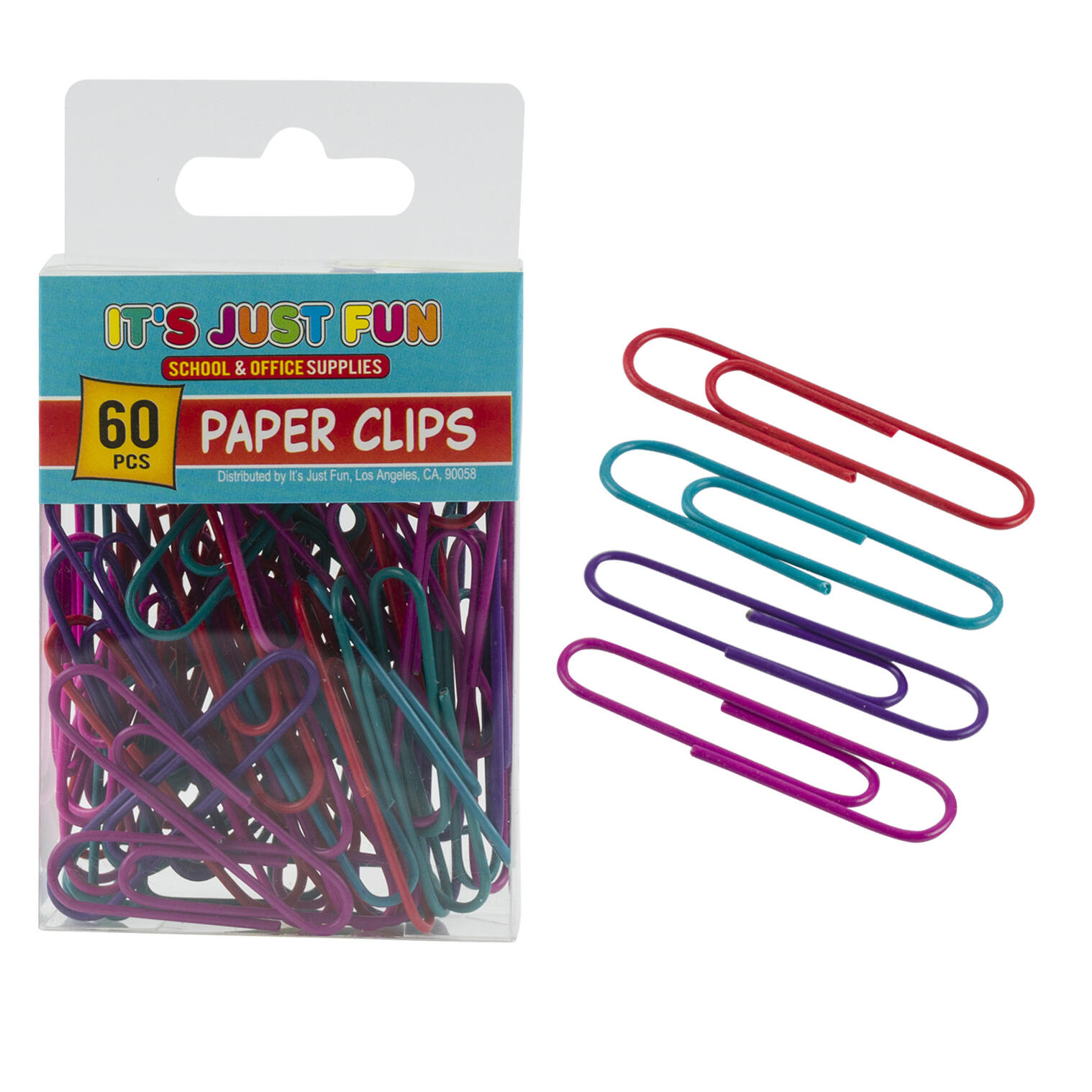 60pc Color Paper Clips- 1.9 60pc Color Paper Clips- 1.9