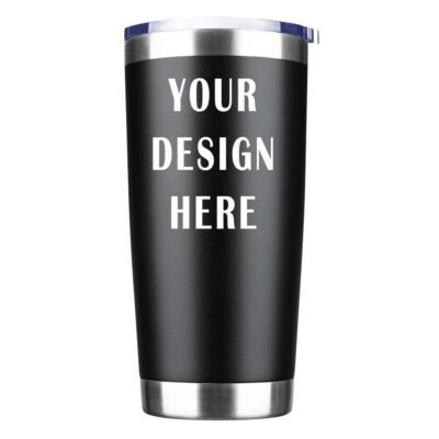 Customizable 20oz Insulated Vacuum Sealed Tumbler Black