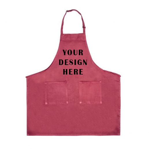Customizable Apron Printed Design Burgundy Customizable Apron Printed Design Burgundy